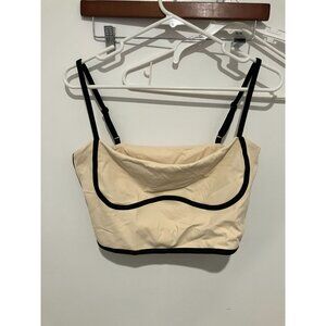 Move With You Sleeveless Spaghetti Strap Padded Sports Bra, Apricot, Large